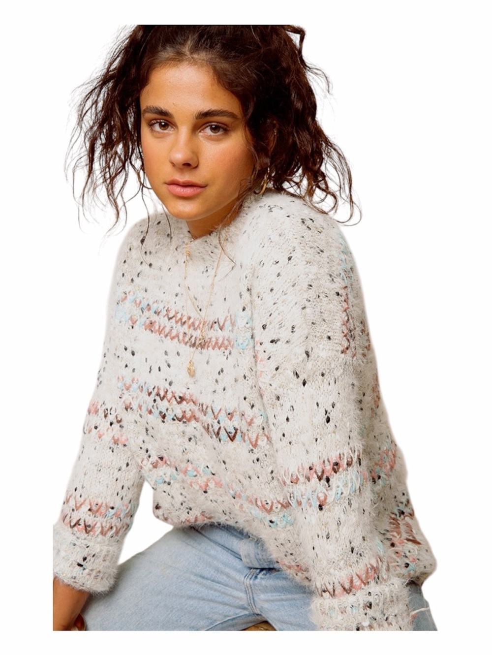NWOT! RAGA Faye Mock Neck Eyelash Sweater. Size Medium.